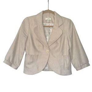 Ann‎ Taylor Loft Sparkle Blazer Jacket Beige Size 2 3/4 Sleeve